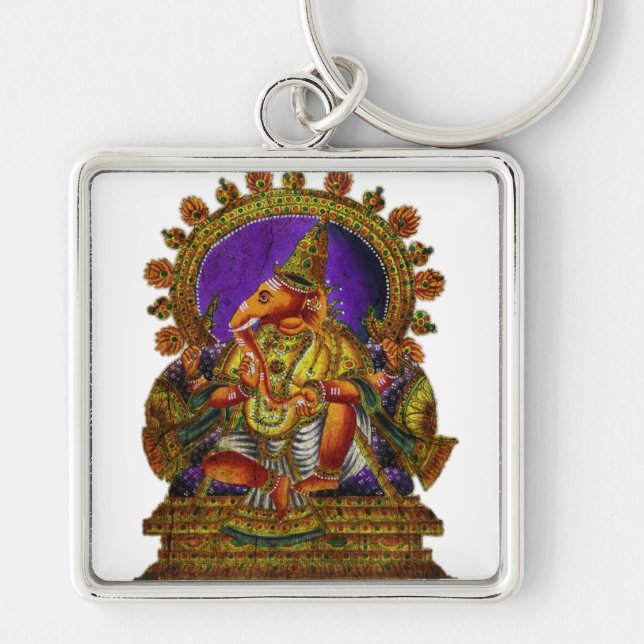 Ganesha Deva antique | make your own background Key Ring (Front)