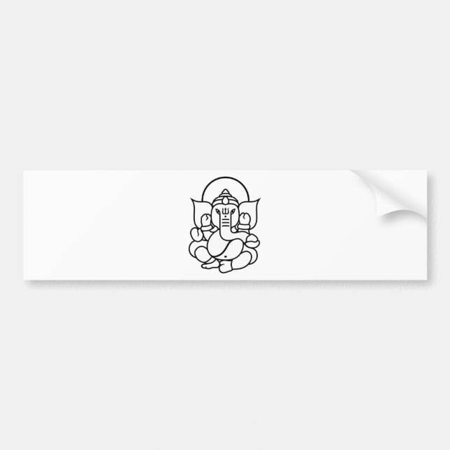 Ganesha Elephant No. 3 (black white) Bumper Sticker (Front)