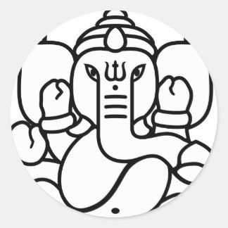 Ganesha Elephant No. 3 (black white) Classic Round Sticker