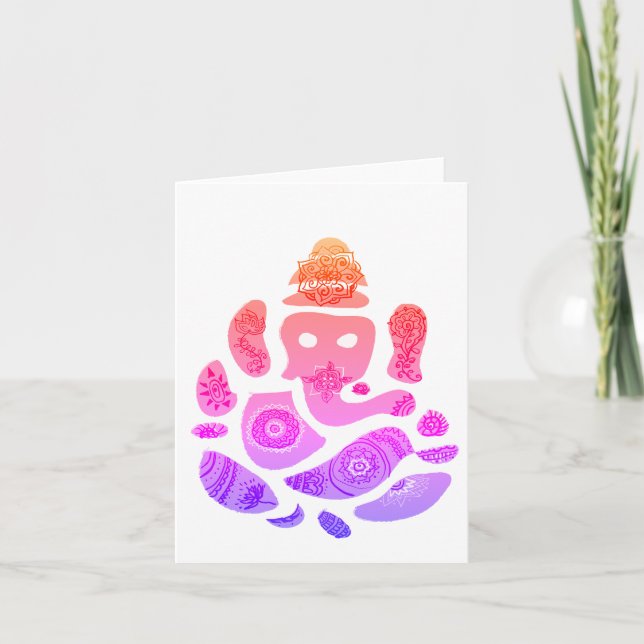 Ganesha Elepnat God  Colourful Note Card (Front)