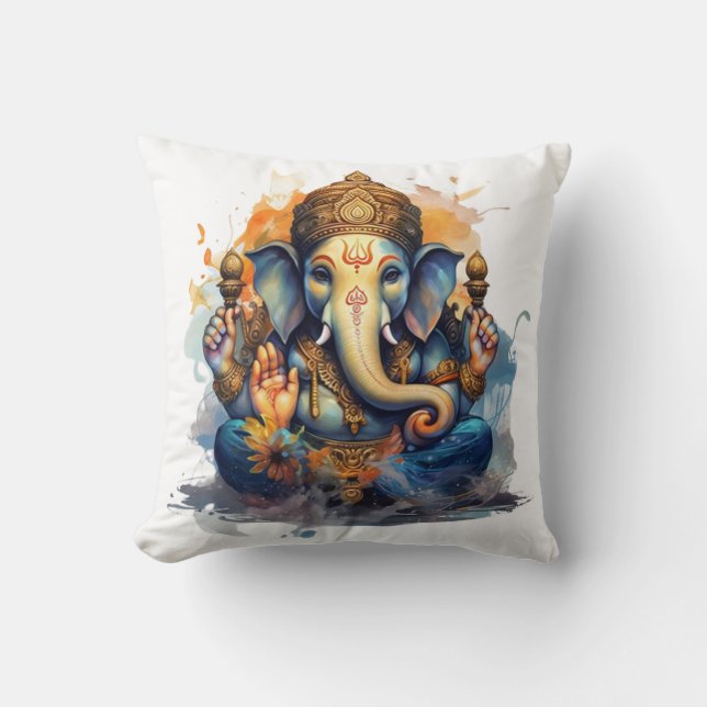 Ganesha, ganesh, ganapati remover of obstacles #2 cushion (Front)