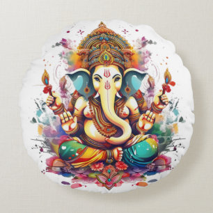Ganesha, ganesh, ganapati remover of obstacles #3 round cushion