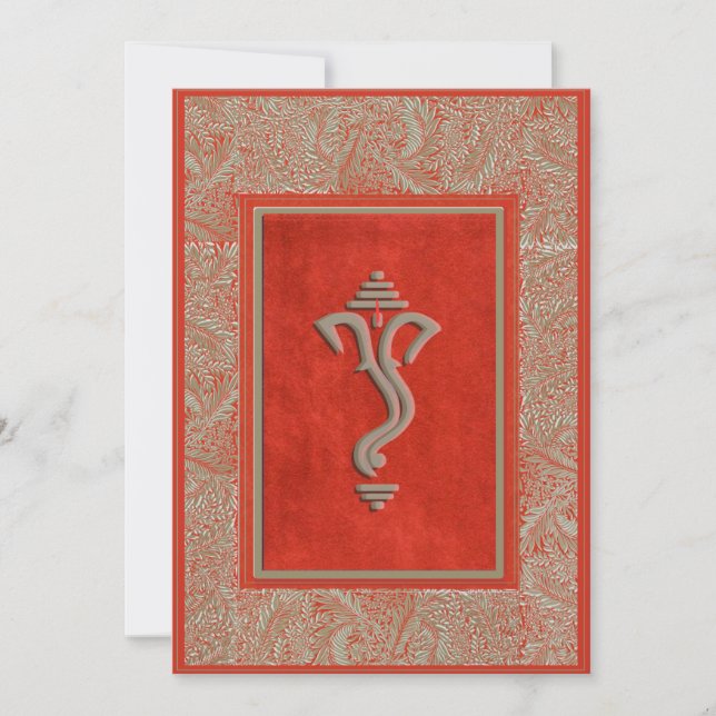 Ganesha Indian traditional wedding invitation card (Front)