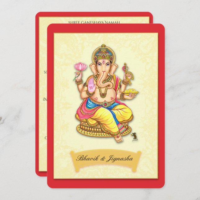 Ganesha Indian Wedding Invitation (Front/Back)