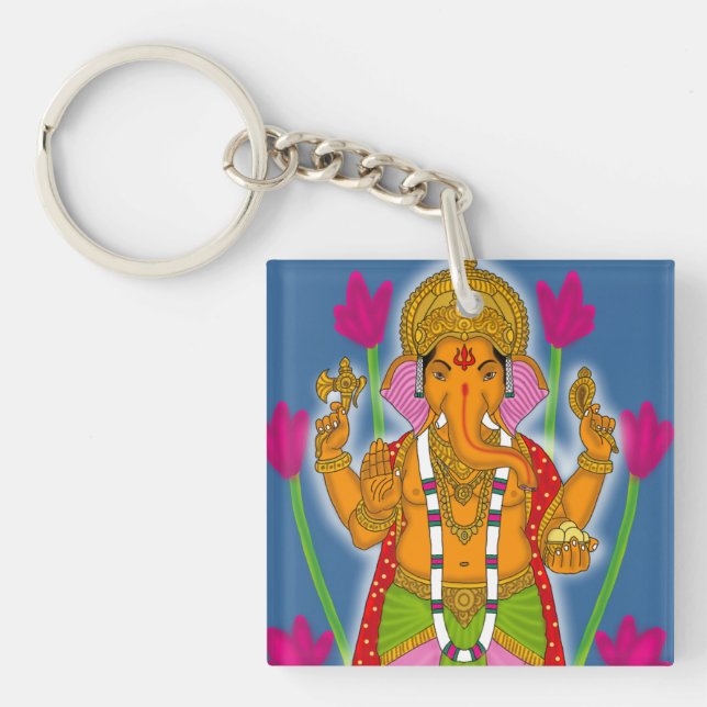 Ganesha Keychain & Devotional Keyring (Front)