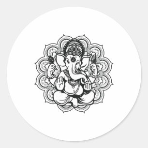 Ganesha Mandala Hindu God Hinduism Yoga Gift Classic Round Sticker