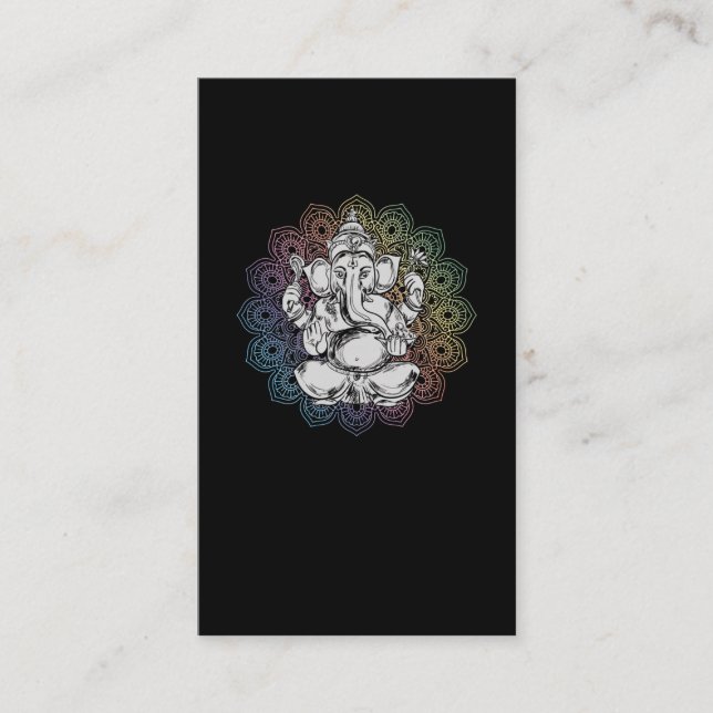 Ganesha Mandala Hindu Yoga Spiritual Elefant Business Card (Front)