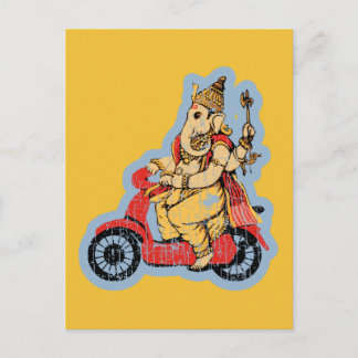 Ganesha Riding a Scooter Postcard