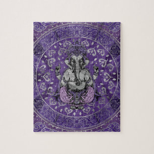 Ganesha - silver and purples jigsaw puzzle
