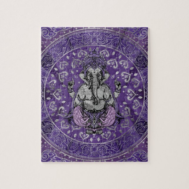 Ganesha - silver and purples jigsaw puzzle (Vertical)