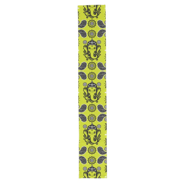 Ganesha Themed Hindu Art Print Long Table Runner (Front)