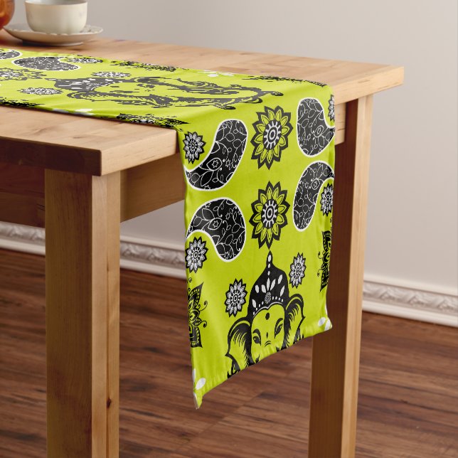 Ganesha Themed Hindu Art Print Medium Table Runner (In Situ)
