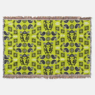 Ganesha Themed Hindu Art Print Throw Blanket