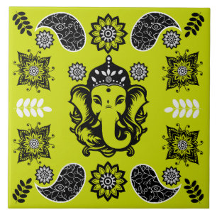 Ganesha Themed Hindu Art Print Tile