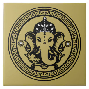 Ganesha Themed Hindu Art Print Tile