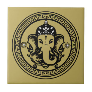 Ganesha Themed Hindu Art Print Tile