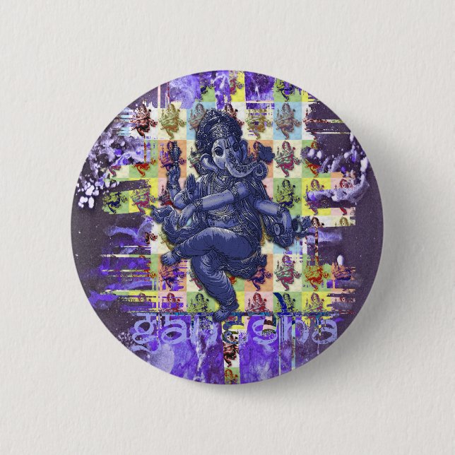 GANESHA | violet paint splatter 6 Cm Round Badge (Front)