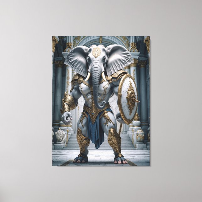 Ganesha Warrior Mythology Elephant God Canvas Print (Front)