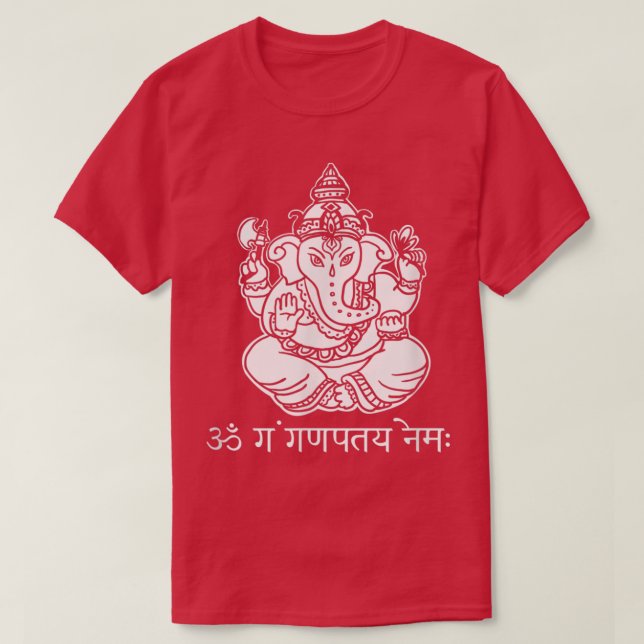 GaneshWith Sanskrit Ganesha Mantra  T-Shirt (Design Front)