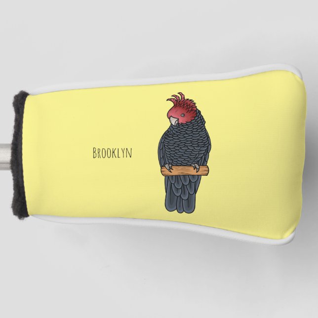 Gang gang cockatoo bird cartoon illustration golf head cover (Front)