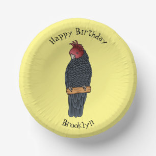 Gang gang cockatoo bird cartoon illustration paper plate