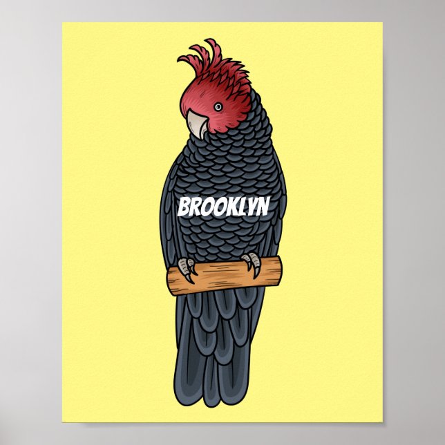 Gang gang cockatoo bird cartoon illustration  poster (Front)