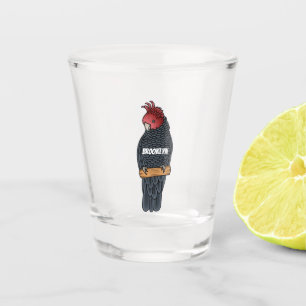 Gang gang cockatoo bird cartoon illustration shot glass