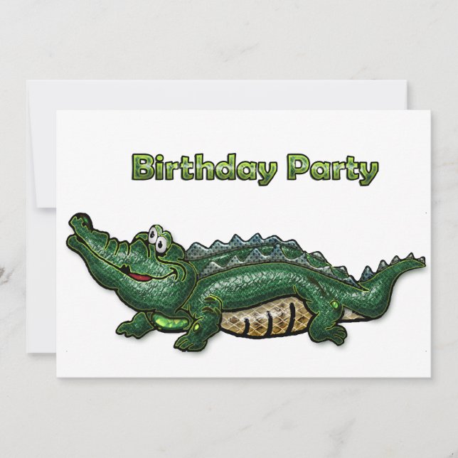 Gang Green Gator  Birthday Invitation (Front)