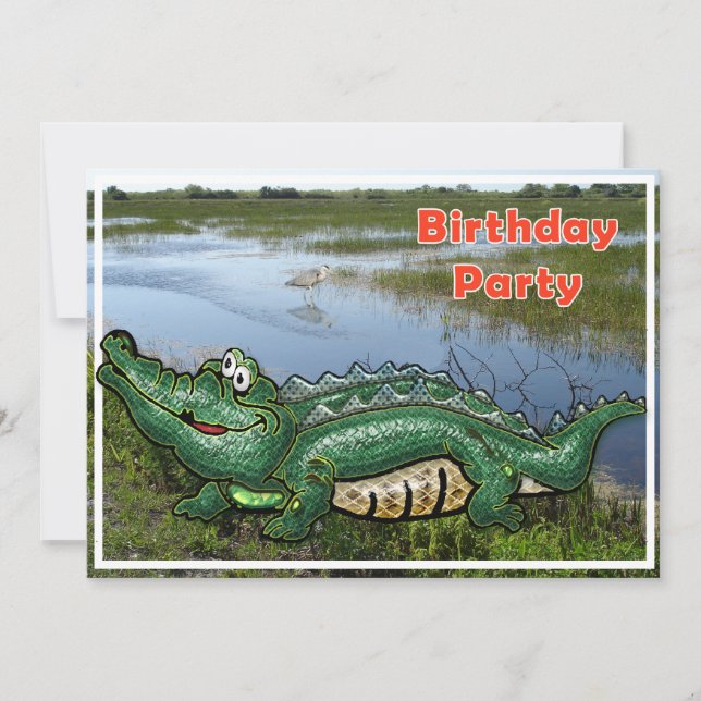 Gang Green Gator in the Glades Birthday Invitation (Front)