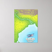 Ganges India map travel poster