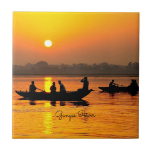 Ganges River, picturesque landscape photo, Tile