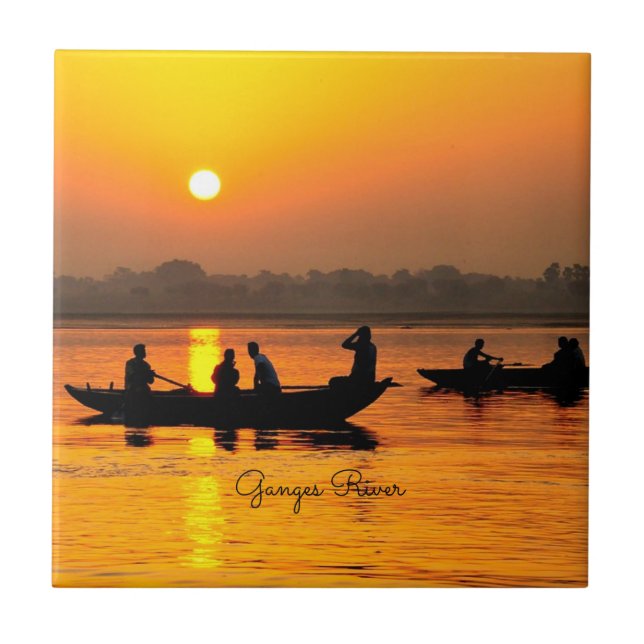 Ganges River, picturesque landscape photo, Tile (Front)