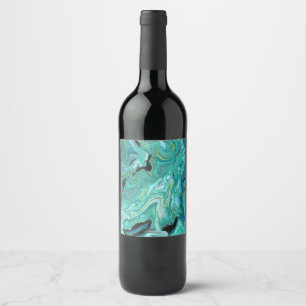 Gangs Back 1 Green Abstract Wine Bottle Label