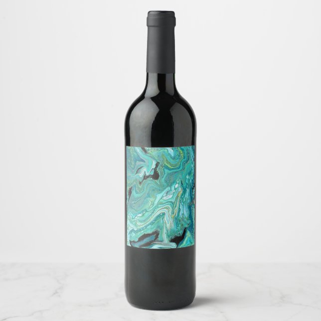 Gangs Back 1 Green Abstract Wine Bottle Label (Front)