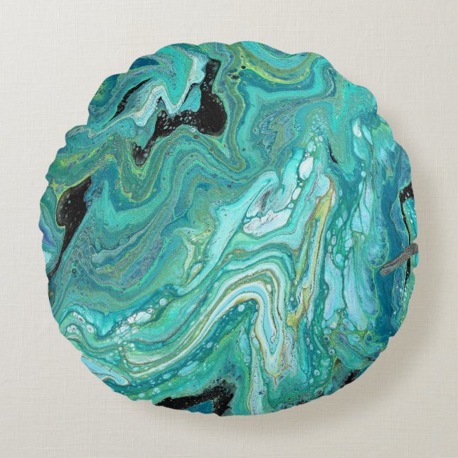 Gangs Back 1 Liquid Green Abstract Accent Pillow (Front)