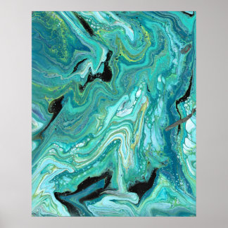 Gangs Back 1 Liquid Green Abstract Print
