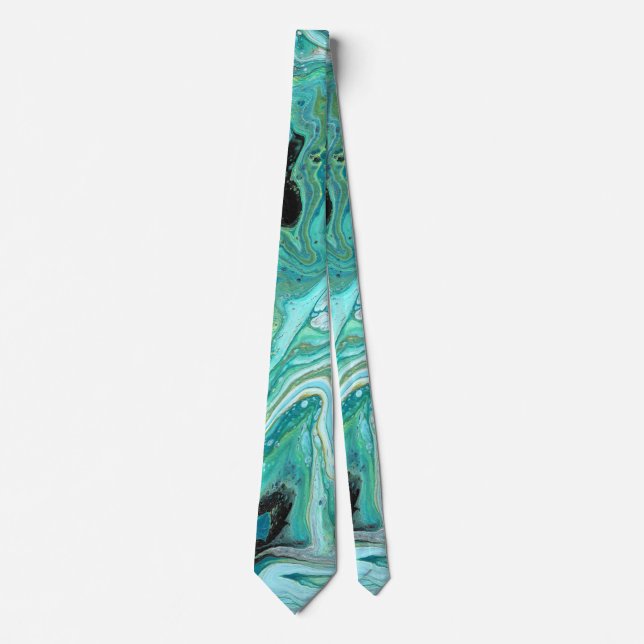 Gangs Back 1 Liquid Green Abstract Tie (Front)