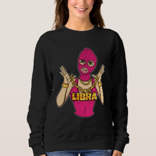 Gangsta Girl Libra Masked Gangster Woman with Gold Sweatshirt