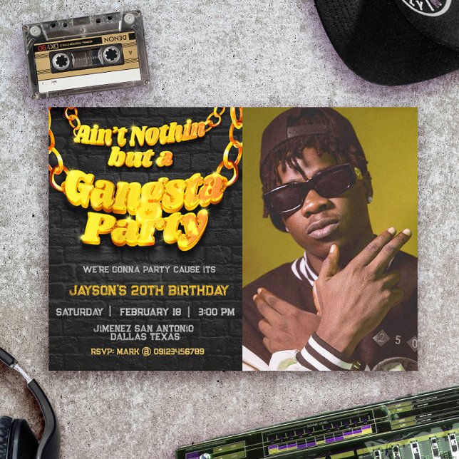 Gangsta Party - Hiphop Theme Landscape Invitation (Creator Uploaded)