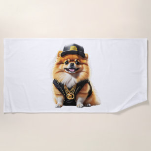 Gangsta Pomeranian - Hip Hop Dog Swag Beach Towel
