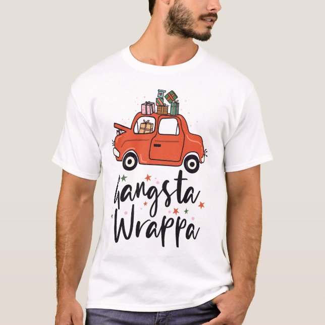 Gangsta Wrappa Funny Christmas T-Shirt (Front)