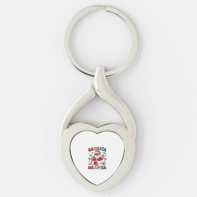 Gangsta Wrapper Christmas Santa Microphone Money Key Ring (Front)