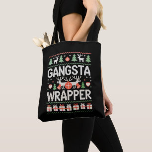 Gangsta Wrapper Christmas Ugly Sweater Xmas Tote Bag
