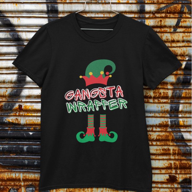 Gangsta Wrapper Elf Legs Red Green Funny Xmas T-Shirt (Creator Uploaded)