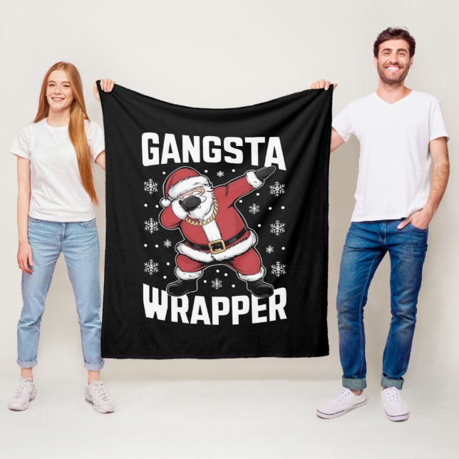 Gangsta Wrapper Funny Dabbing Santa Christmas Fleece Blanket (In Situ)