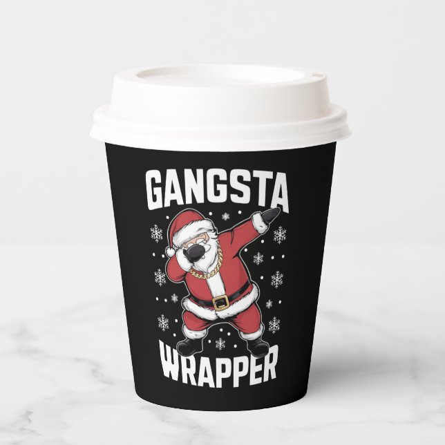 Gangsta Wrapper Funny Dabbing Santa Christmas Paper Cups (Front)