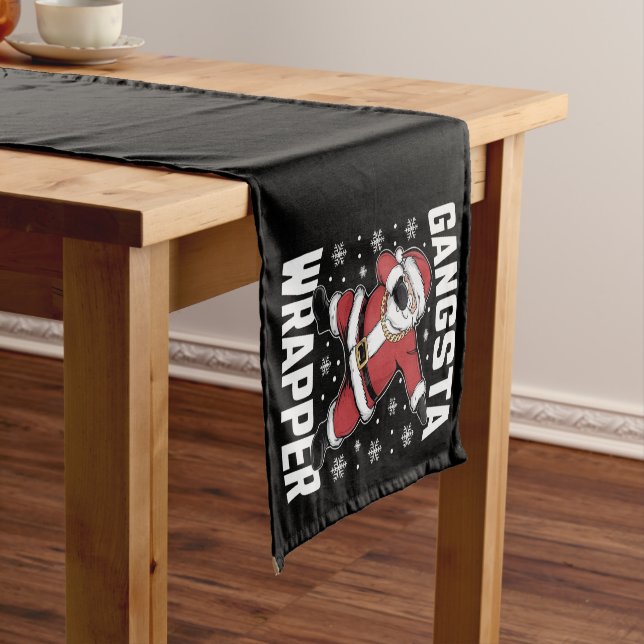 Gangsta Wrapper Funny Dabbing Santa Christmas Short Table Runner (In Situ)