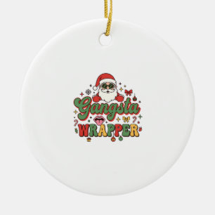 Gangsta Wrapper Santa Christmas Ceramic Tree Decoration