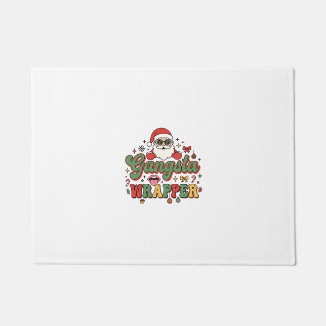 Gangsta Wrapper Santa Christmas Doormat (Front)