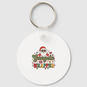 Gangsta Wrapper Santa Christmas Key Ring